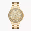 Michael Kors Lennox Chronograph Gold Dial Gold Steel Strap Watch For Men - MK8989