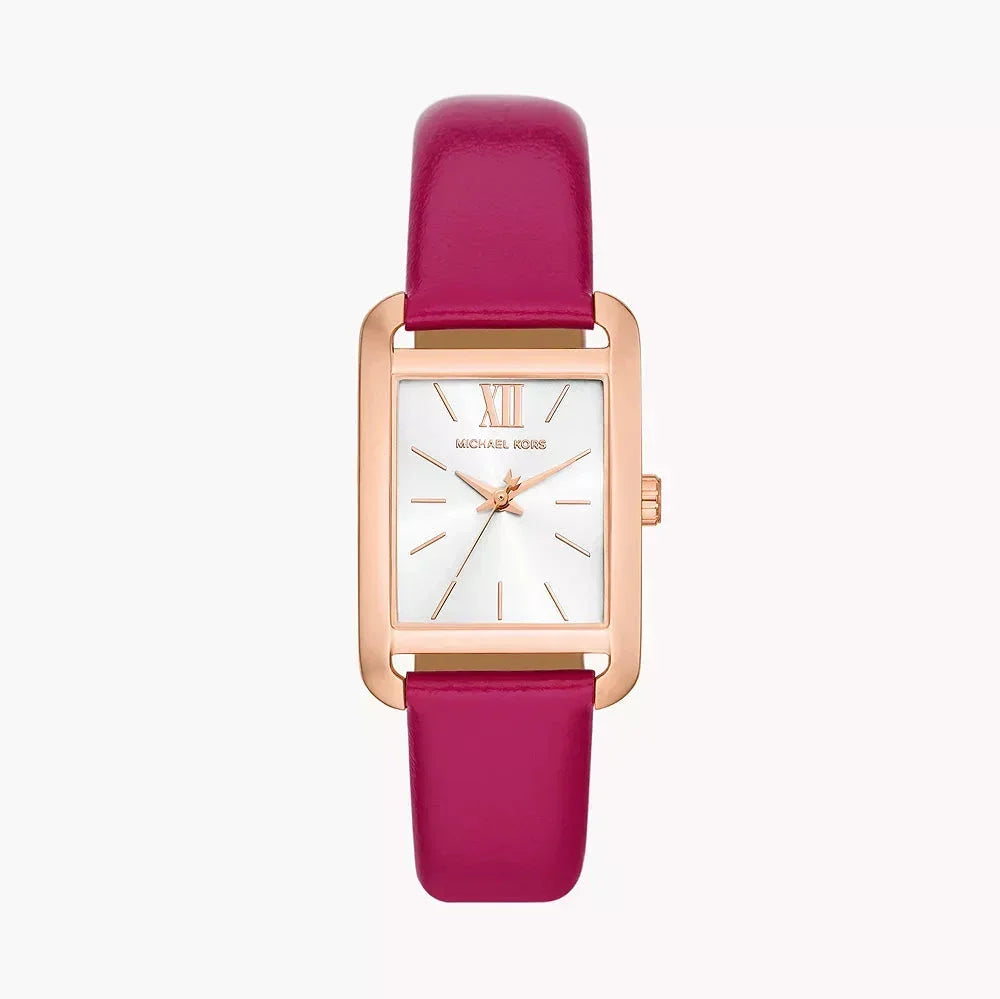 Michael Kors Monroe Three Hand White Dial Pink Leather Strap Watch for Women - MKO1029