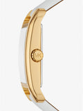 Michael Kors Petite Quartz White Dial White Leather Strap Watch for Women - MKO1059