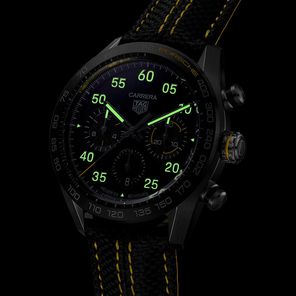 Tag Heuer Carrera x Porsche Automatic Chronograph Black Dial Black Nylon Strap Watch for Men - CBN2A1H.FC6512