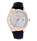 Emporio Armani Classic Silver Dial Blue Leather Strap Watch For Men - AR11131