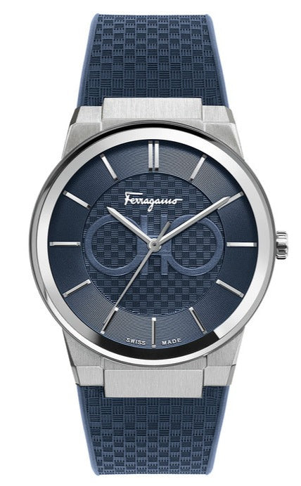 Salvatore Ferragamo Sapphire Blue Dial Blue Rubber Strap Watch for Men - SFHP00120