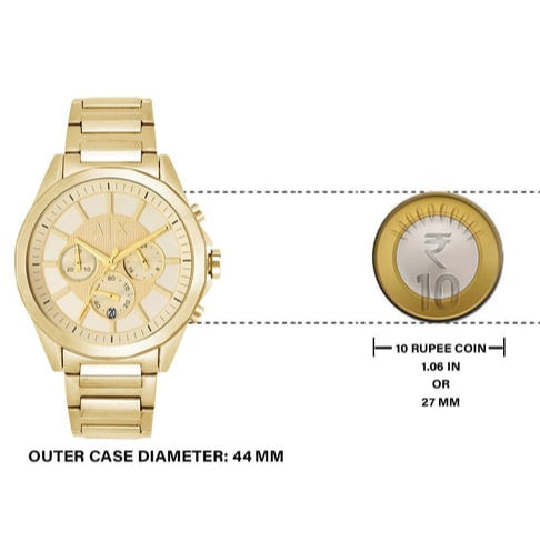 Armani Exchange Drexler Chronograph Gold Dial Gold Steel Strap Watch For Men - AX2602