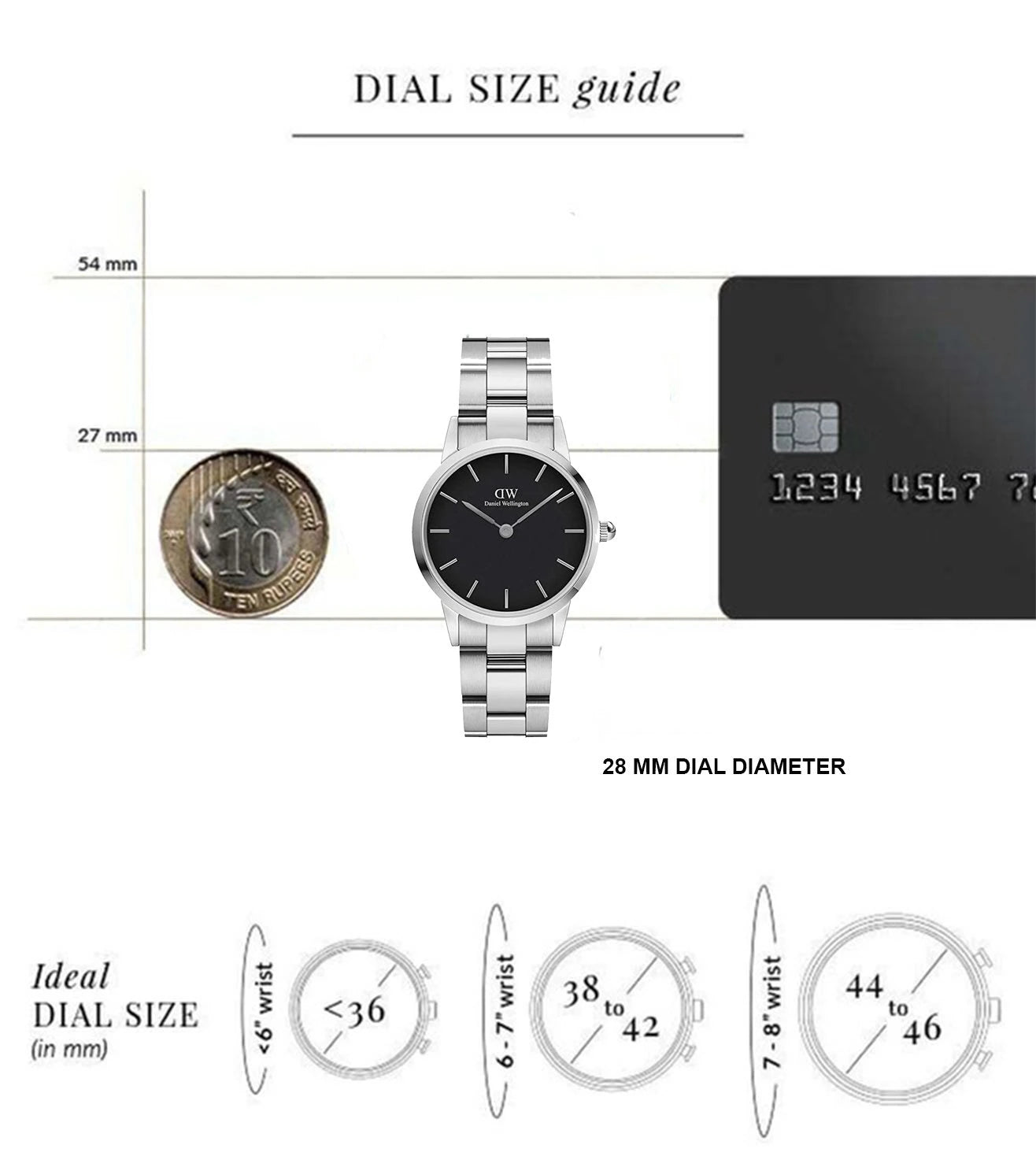Daniel Wellington Iconic Link Black Dial Silver Steel Strap Watch For Women - DW00100208