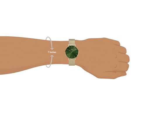 Daniel Wellington Petite Emerald Green Dial Gold Mesh Strap Watch For Women - DW00100481