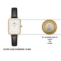 Daniel Wellington Quadro White Dial Black Leather Strap Watch For Women - DW00100434