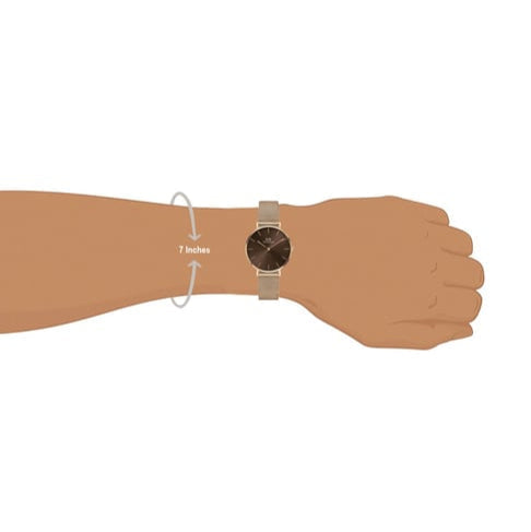 Daniel Wellington Petite Melrose Brown Dial Rose Gold Mesh Strap Watch For Women - DW00100477