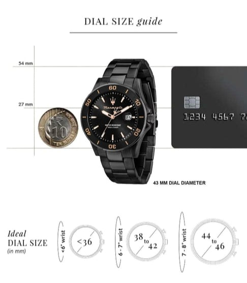Maserati Competizione Black Dial Black Steel Strap Watch For Men - R8853100035