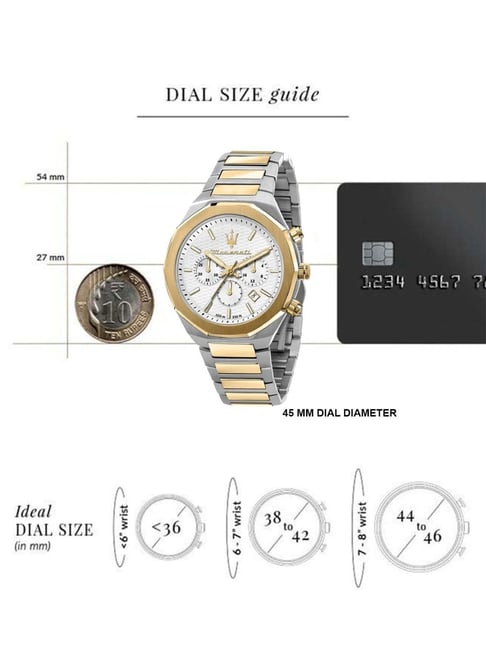 Maserati Stile Chronograph White Dial Two Tone Steel Strap Watch For Men - R8873642009