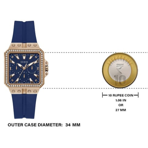 Guess Libra Crystals Blue Dial Blue Silicone Strap Watch For Women - GW0618L2