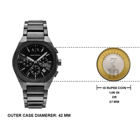 Armani Exchange Drexler Chronograph Black Dial Black Steel Strap Watch For Men - AX2639