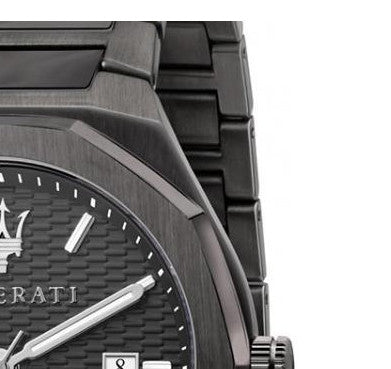 Maserati Stile Quartz Black Dial Black Steel Strap Watch For Men - R8853142001