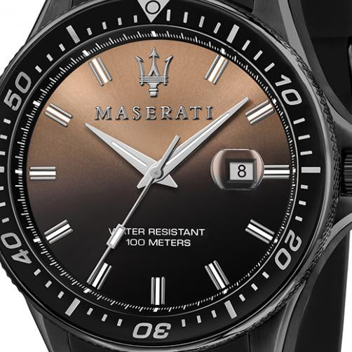 Maserati SFIDA Quartz Black Dial Black Rubber Strap Watch For Men - R8851140001
