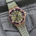 Maurice Lacroix Aikon Venturer Bronze Dial Green Rubber Strap Watch For Men - AI6058-BRZ01-630-1