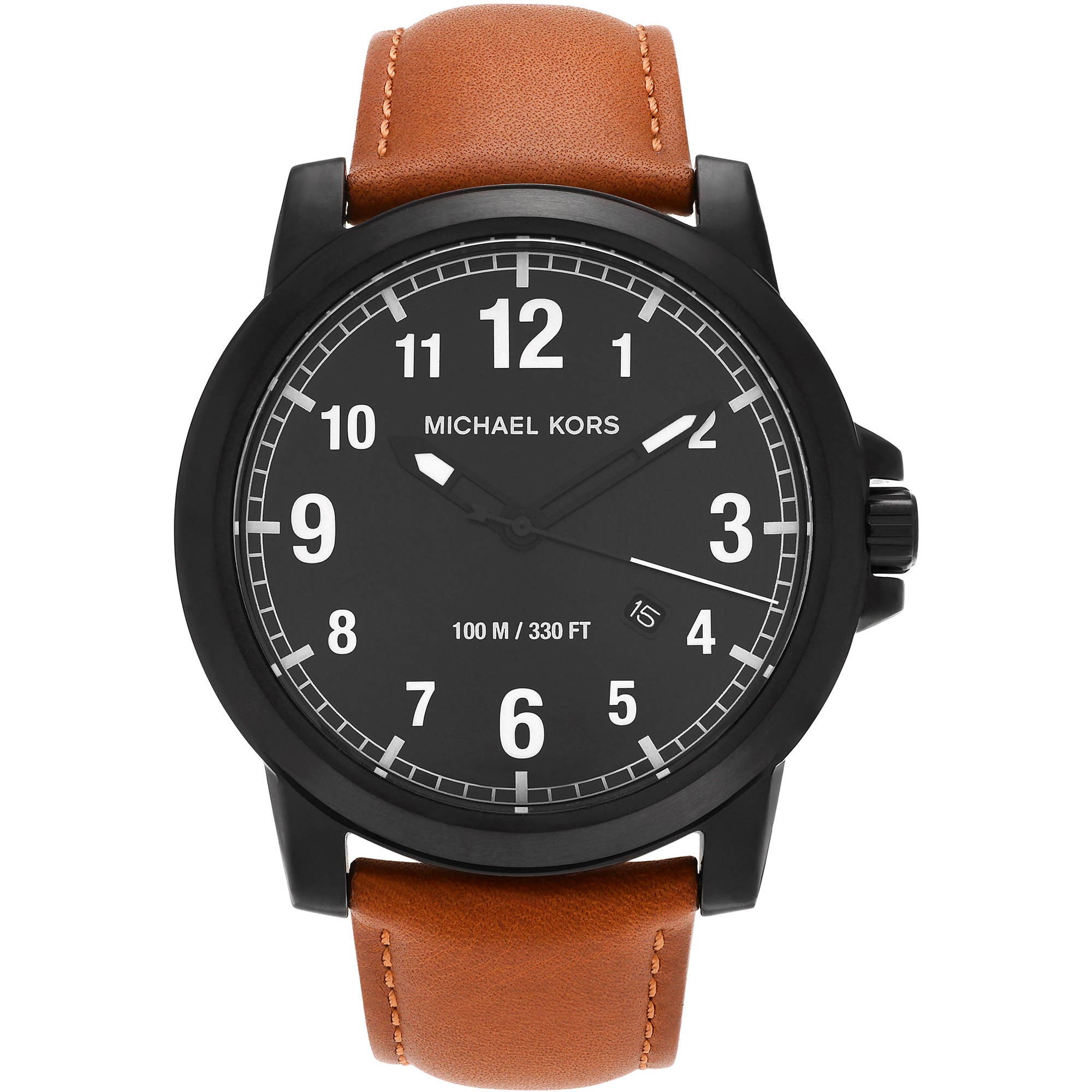Michael Kors Paxton Analog Black Dial Brown Rubber Strap Watch For Men - MK8502