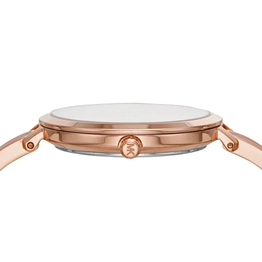 Michael Kors Jaryn Analog Gold Dial Pink Steel Strap Watch For Women - MK4343