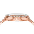 Michael Kors Lilane Three Hand Mother of Pearl White Dial Rose Gold Steel Strap Watch For Women - MK4557