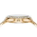 Michael Kors Liliane Mother of Pearl White Dial Gold Steel Strap Watch For Women - MK4555
