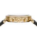 Michael Kors Parker Chronograph Black Dial Black Leather Strap Watch For Women - MK6984