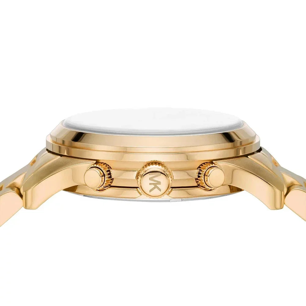 Michael Kors Runway Chronograph Blue Dial Gold Steel Strap Watch For Women - MK7353