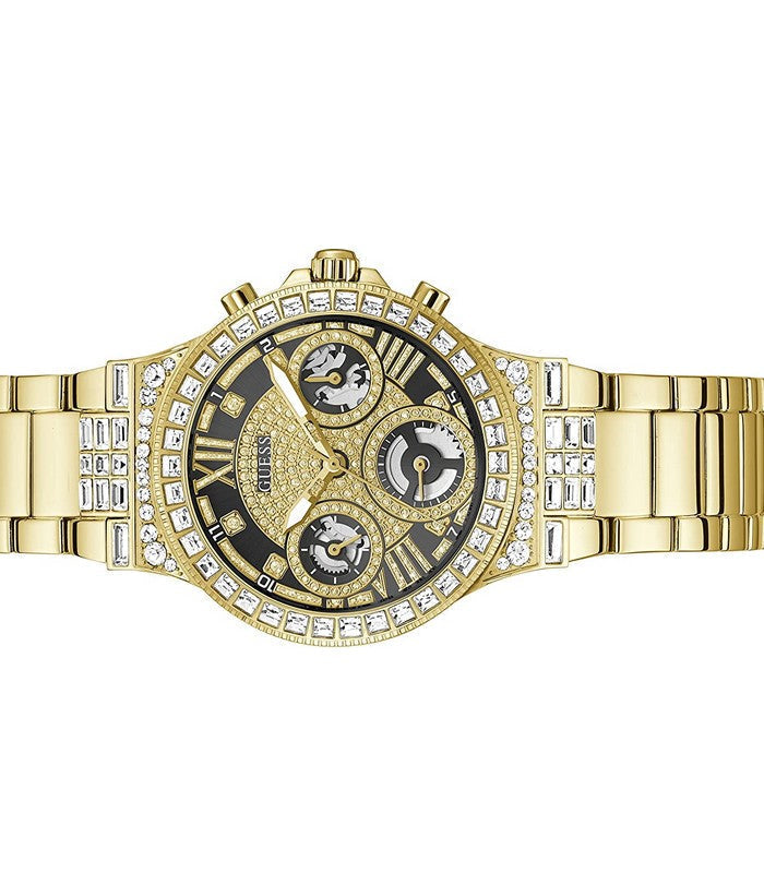 Guess Moonlight Diamonds Gold Dial Gold Steel Strap Watch for Women - GW0320L5