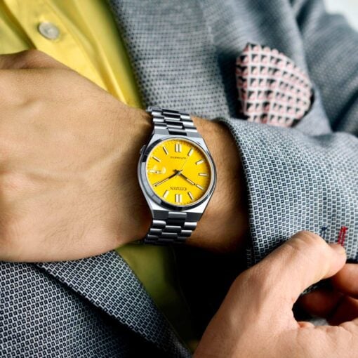 Citizen Tsuyosa Automatic Yellow Dial Silver Steel Strap Watch for Men - NJ0150-81Z