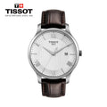 Tissot T Classic Tradition Silver Dial Brown Leather Strap Watch For Men - T063.610.16.038.00