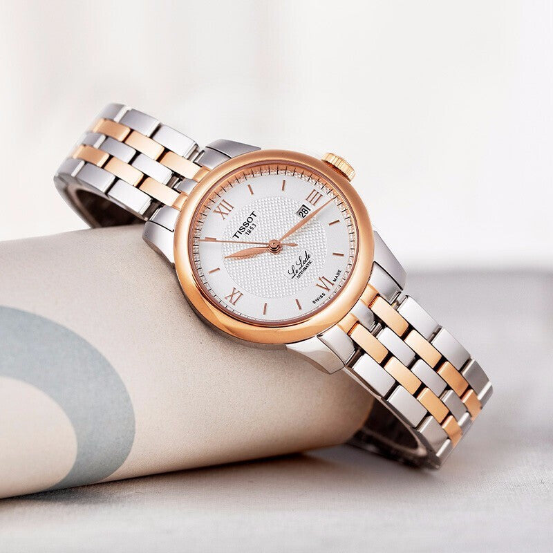 Tissot T Classic Le Locle Automatic Silver Dial Two Tone Steel Strap Watch For Women - T006.207.22.038.00