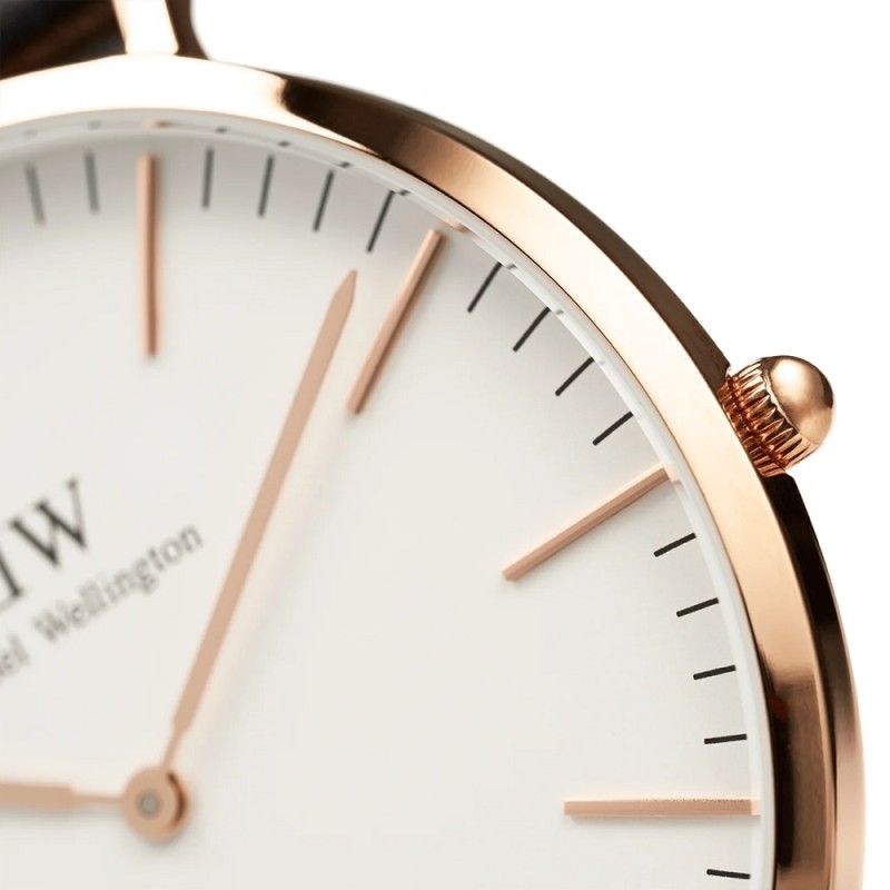 Daniel Wellington Classic Sheffield White Dial Black Leather Strap Watch for Women - DW00100036