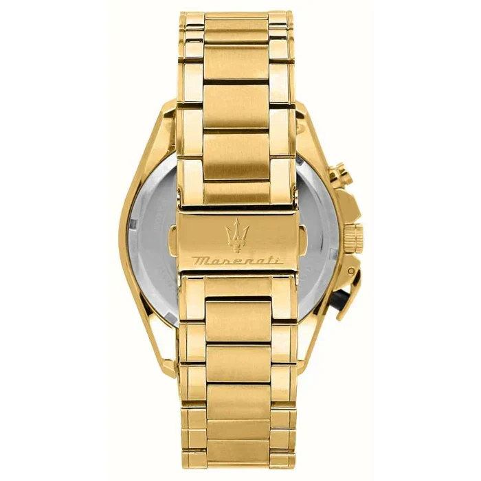 Maserati Traguardo Skeleton Black Dial Gold Steel Strap Watch For Men - R8873612058