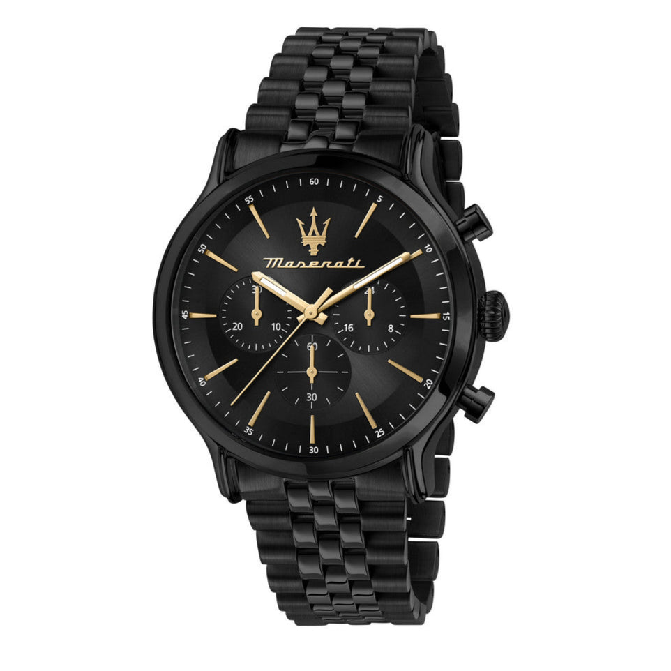 Maserati Epoca Chronograph Limited Edition Black Dial Black Steel Strap Watch For Men - R8873618020
