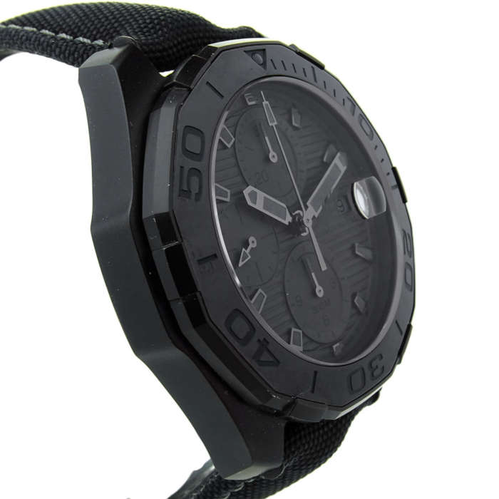 Tag Heuer Aquaracer Automatic Chronograph Special Edition Titanium Grey Dial Black Leather Strap Watch for Men - CAY218B.FC6370