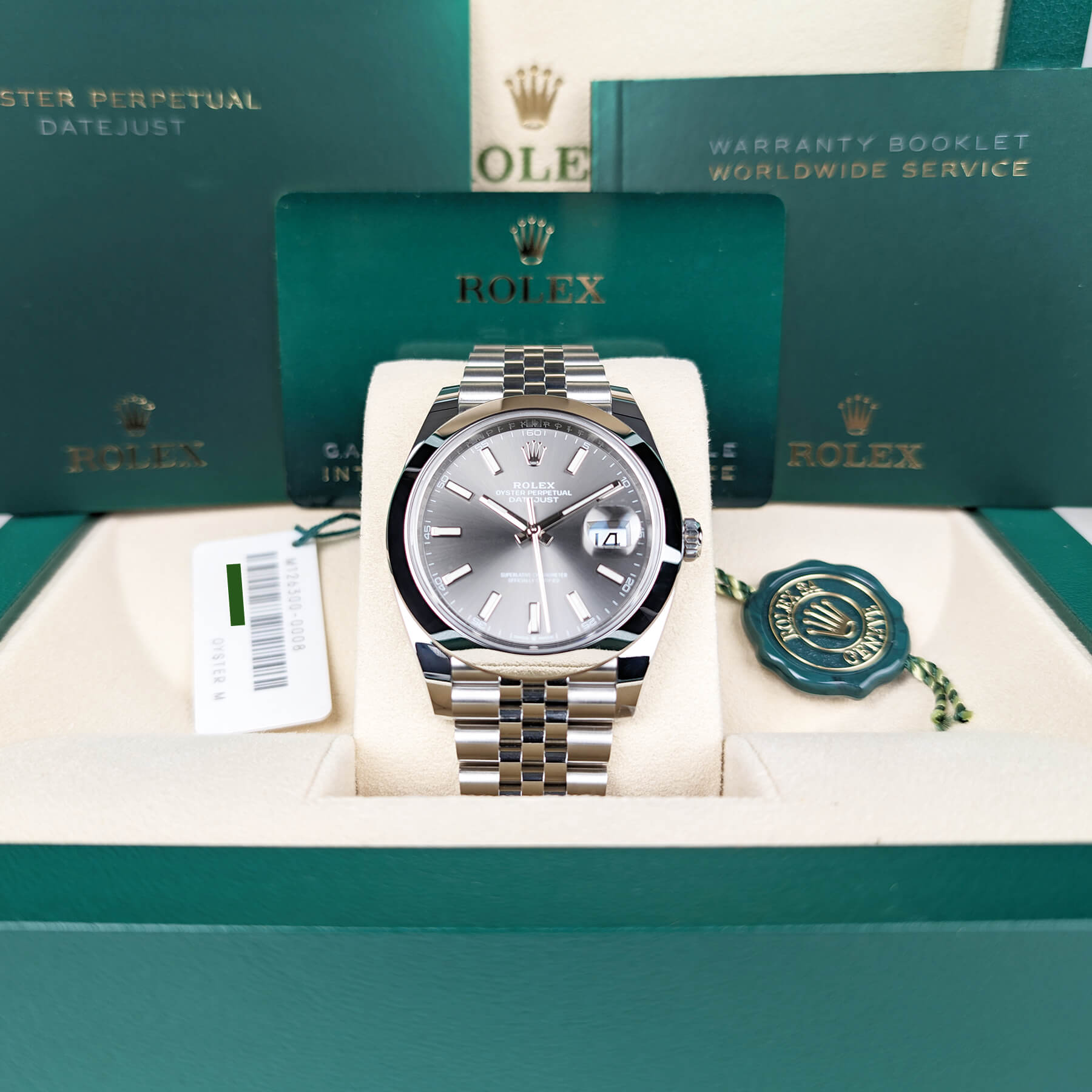 Rolex Datejust 41 Oyster Grey Dial Silver Oystersteel Bracelet Watch for Men - M126300-0008