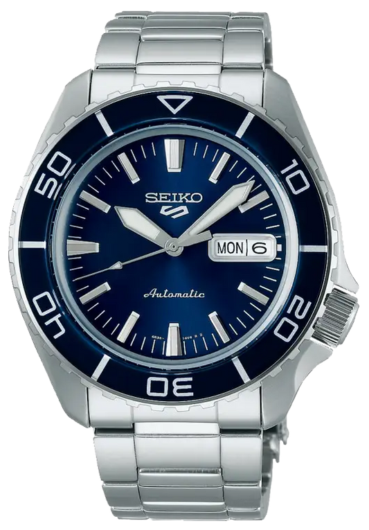 Seiko 5 Sports Automatic Blue Dial Silver Steel Strap Watch for Men - SRPK97K1