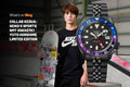 Seiko Automatic SKX GMT Yuto Horigome Limited Edition Black Dial Black Steel Strap Watch For Men - SSK027K1