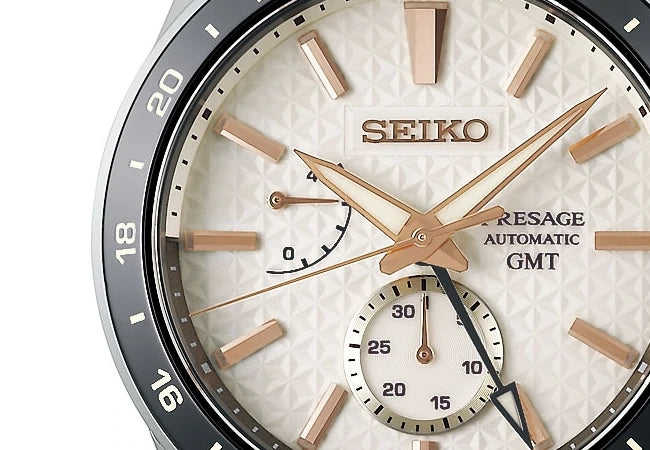 Seiko Presage Sharp Edged Series Automatic GMT Champagne Dial Silver Steel Strap Watch For Men - SPB273J1