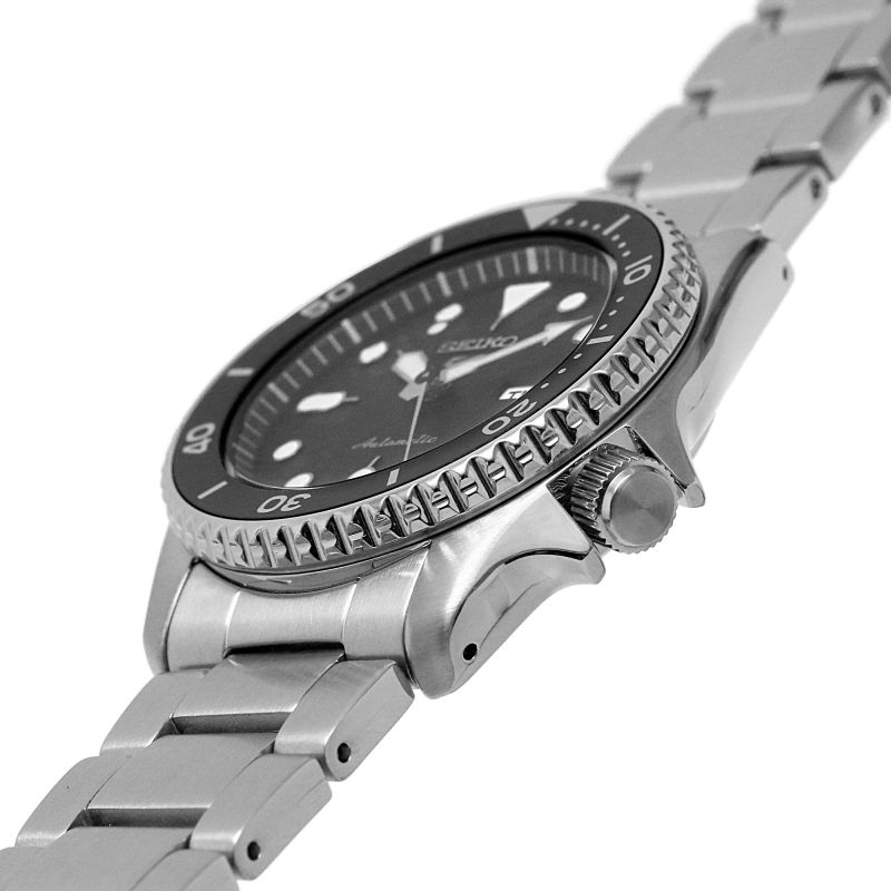 Seiko 5 Sports SKX Automatic Black Dial Silver Steel Strap Watch For Men - SRPK29K1