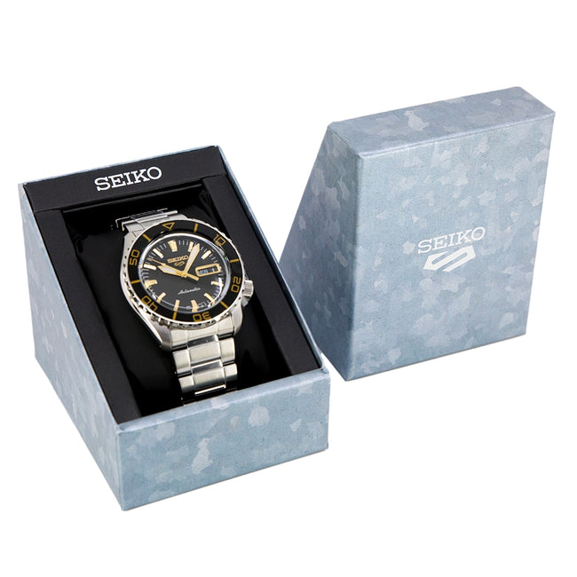 Seiko 5 Sport Automatic SKX Series Black Dial Silver Steel Strap Watch for Men - SRPK99K1