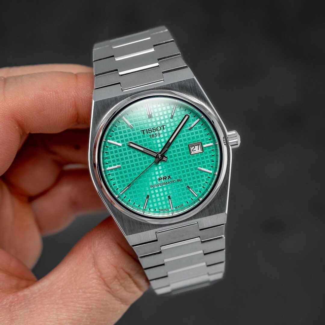 Tissot PRX Powermatic 80 Automatic Mint Green Dial Silver Steel Strap Watch for Men - T137.407.11.091.01
