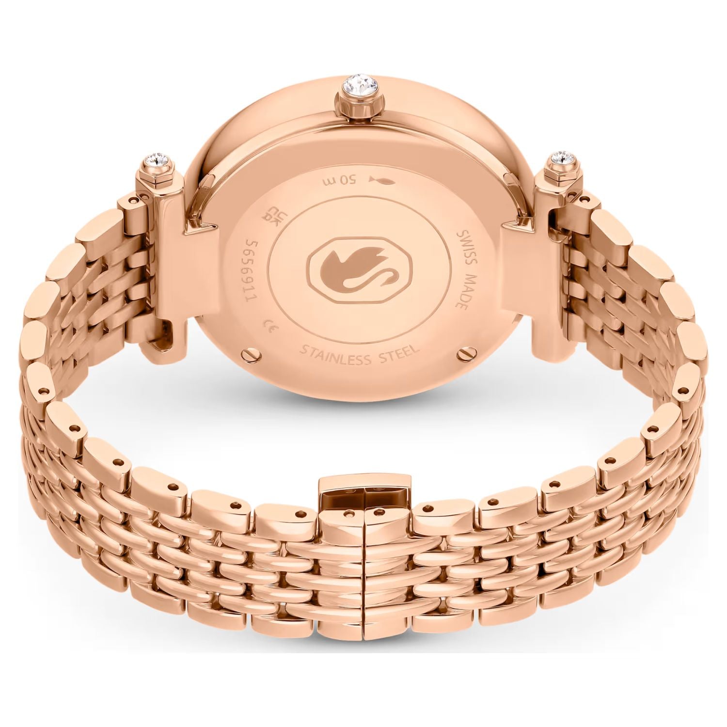 Swarovski Crystalline Wonder Silver Dial Rose Gold Steel Strap Watch for Women - 5656911