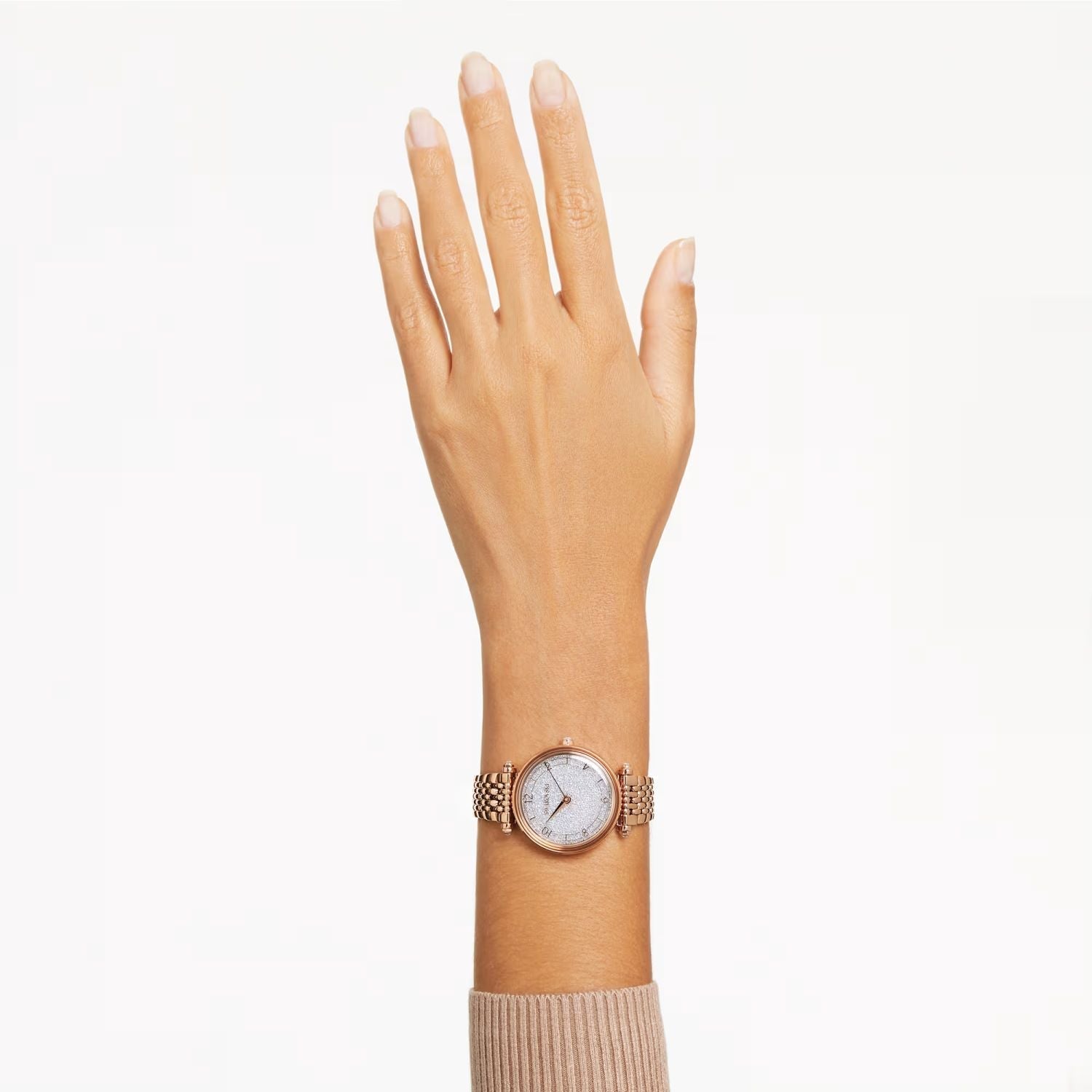 Swarovski Crystalline Wonder Silver Dial Rose Gold Steel Strap Watch for Women - 5656911