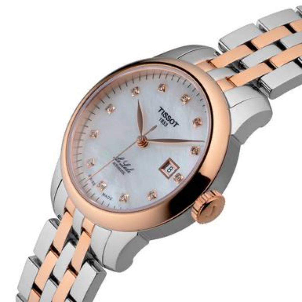 Tissot Le Locle Automatic Lady Mother of Pearl Dial Two Tone Steel Strap Watch For Women - T006.207.22.116.00