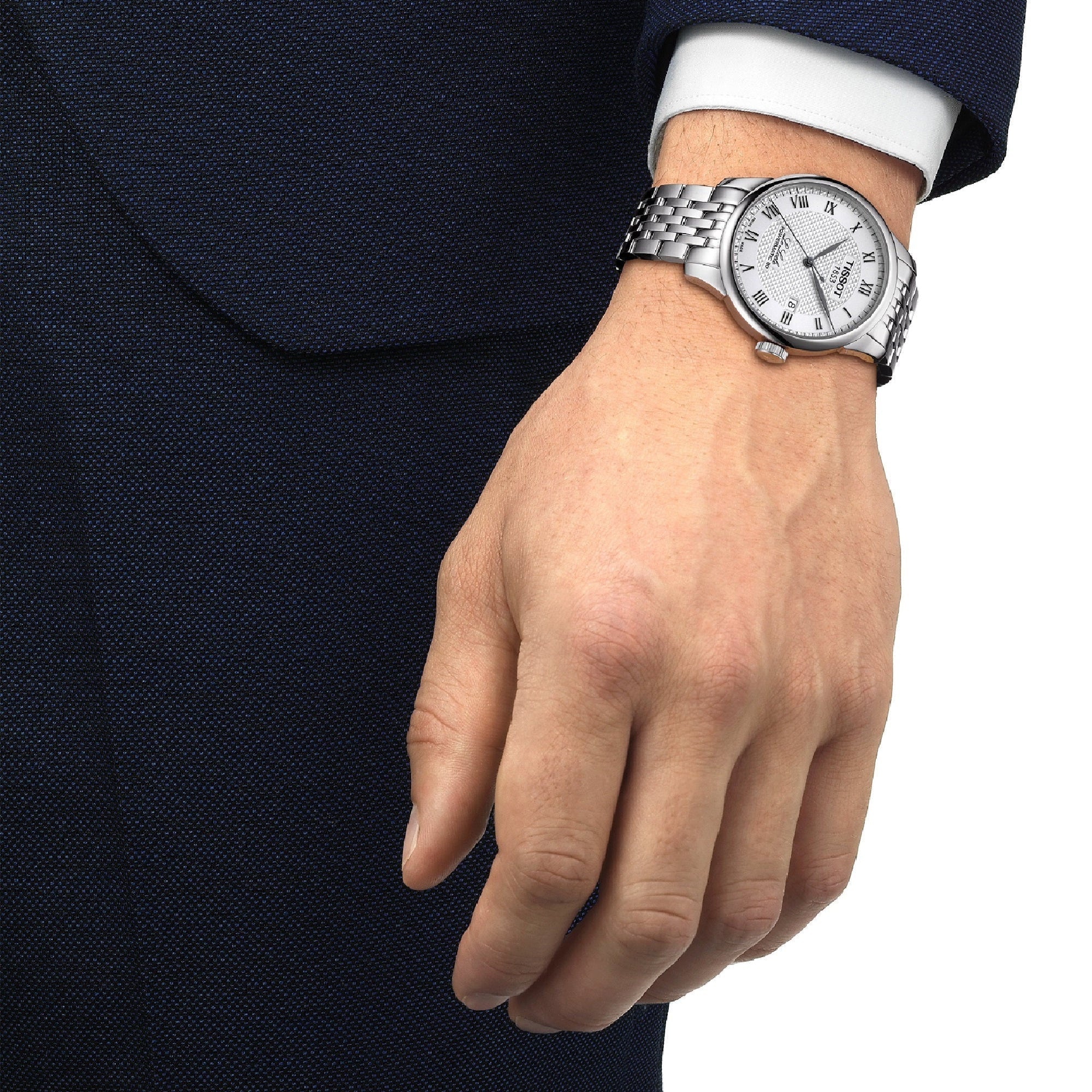 Tissot Le Locle Powermatic 80 Silver Dal Silver Steel Strap Watch For Men - T006.407.11.033.00