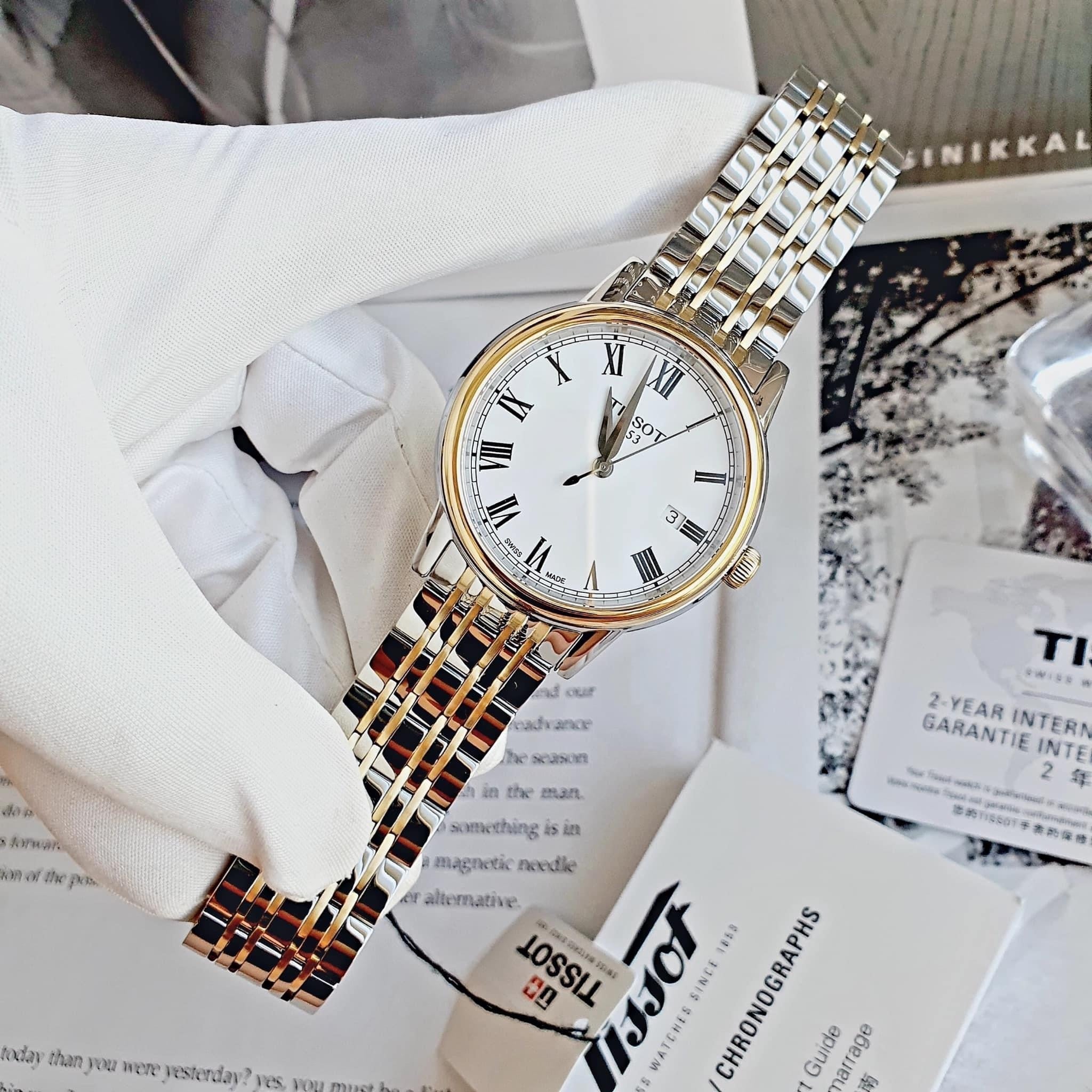 Tissot T Classic Carson Quartz White Dial Two Tone Steel Strap Watch for Men - T085.410.22.013.00