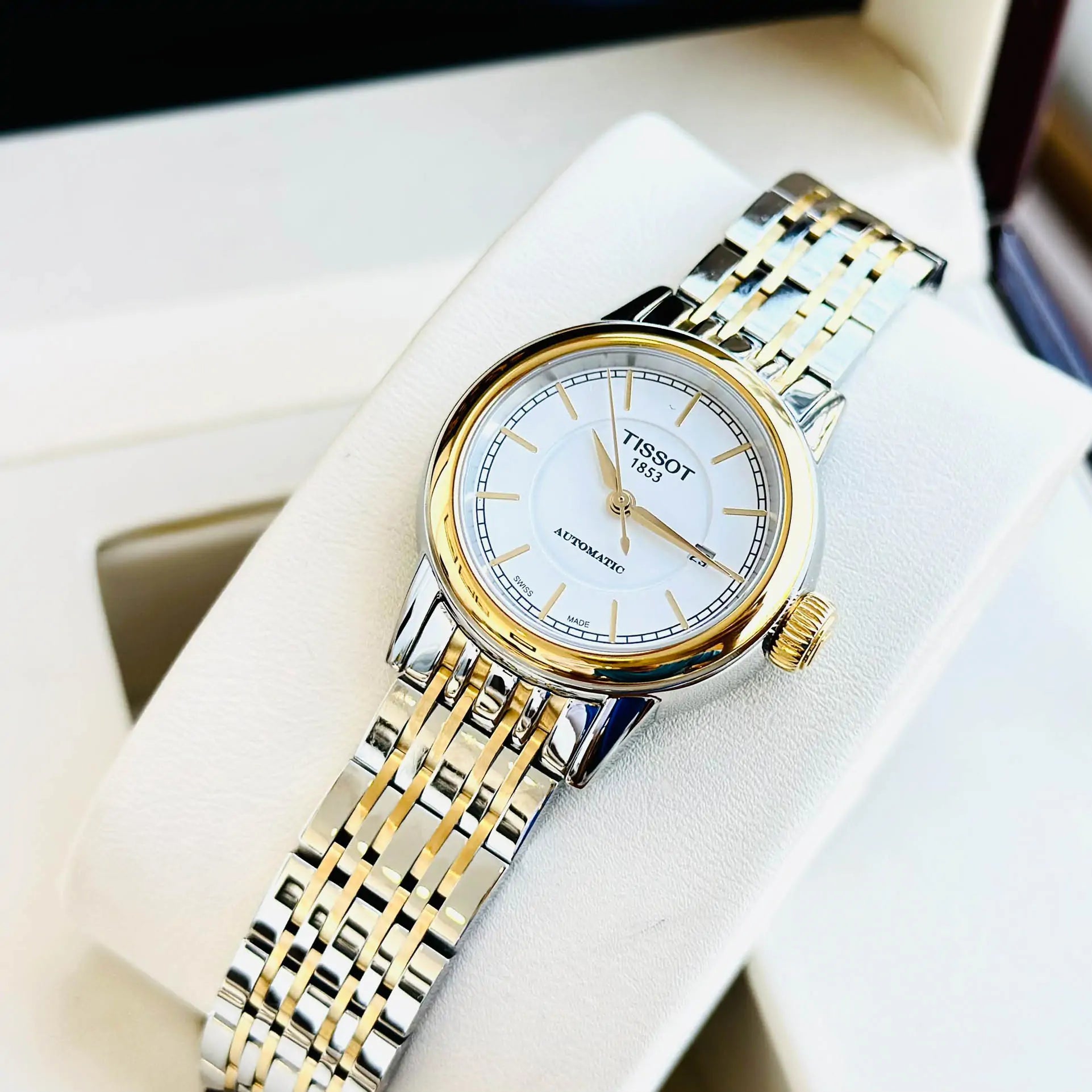Tissot Carson Automatic Silver Dial Two Tone Steel Strap Watch For Women - T085.207.22.011.00