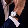 Tissot T-Classic Powermatic 80 Silver Dial Brown Leather Strap Watch For Men - T122.407.16.031.00