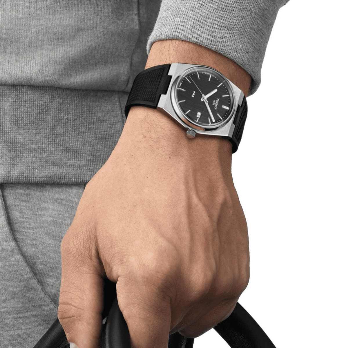 Tissot PRX Black Dial Black Rubber Strap Watch For Men - T137.410.17.051.00