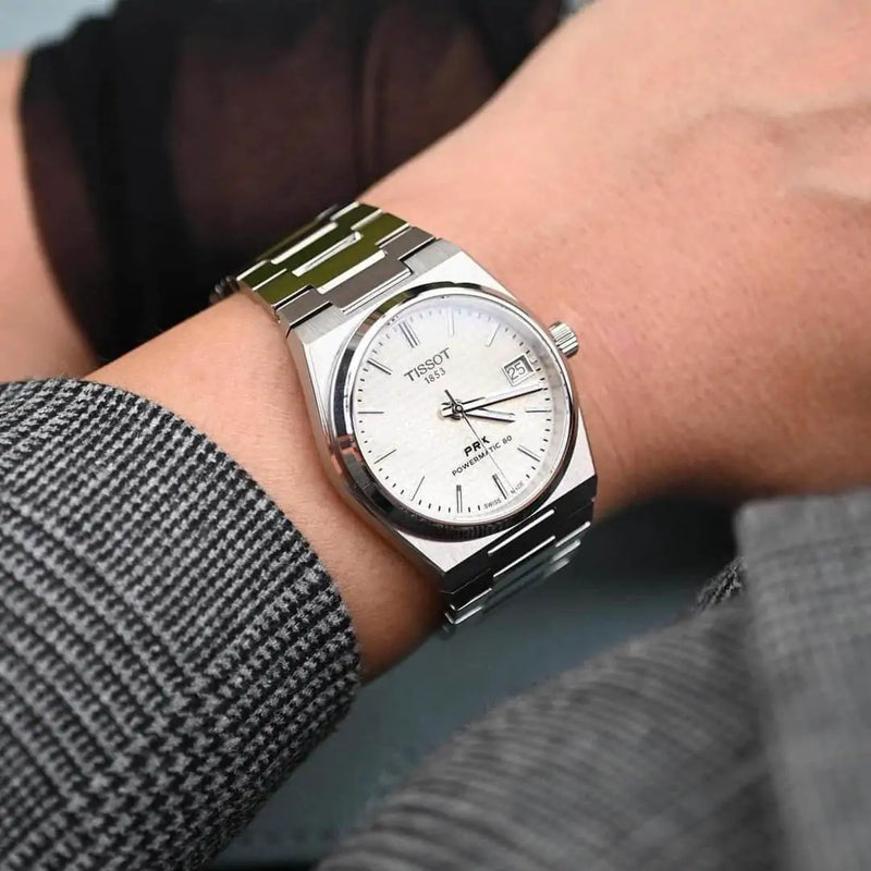 Tissot PRX Powermatic 80 White Dial Silver Steel Strap Watch for Men - T137.207.11.111.00