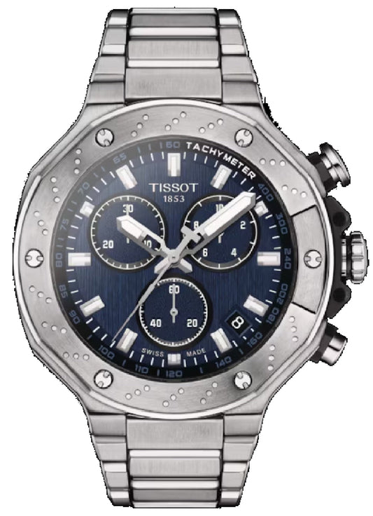 Tissot T Race Chronograph Blue Dial Silver Steel Strap Watch For Men - T141.417.11.041.00