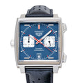 Tag Heuer Monaco Automatic Chronograph Blue Dial Black Leather Strap Watch for Men - CAW211P.FC6356
